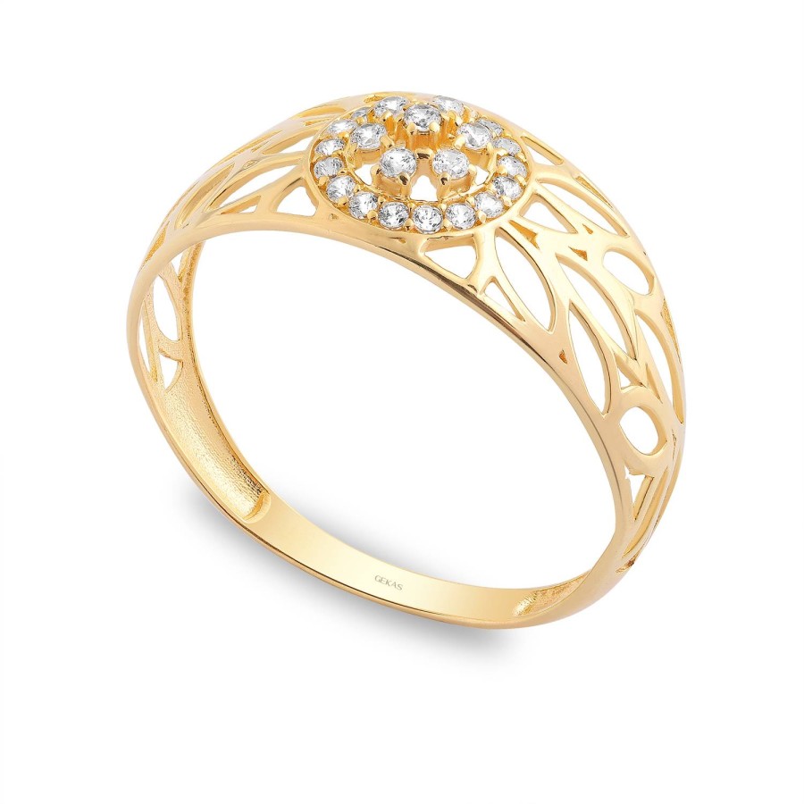 14 Ayar Sarı Altın Taşlı Yüzük