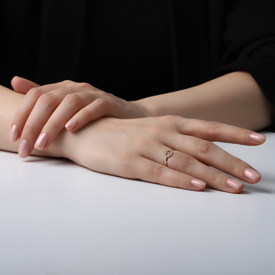 14 Ayar Sarı Altın Sonsuzluk Figürlü Etrafı Taşlı Yüzük