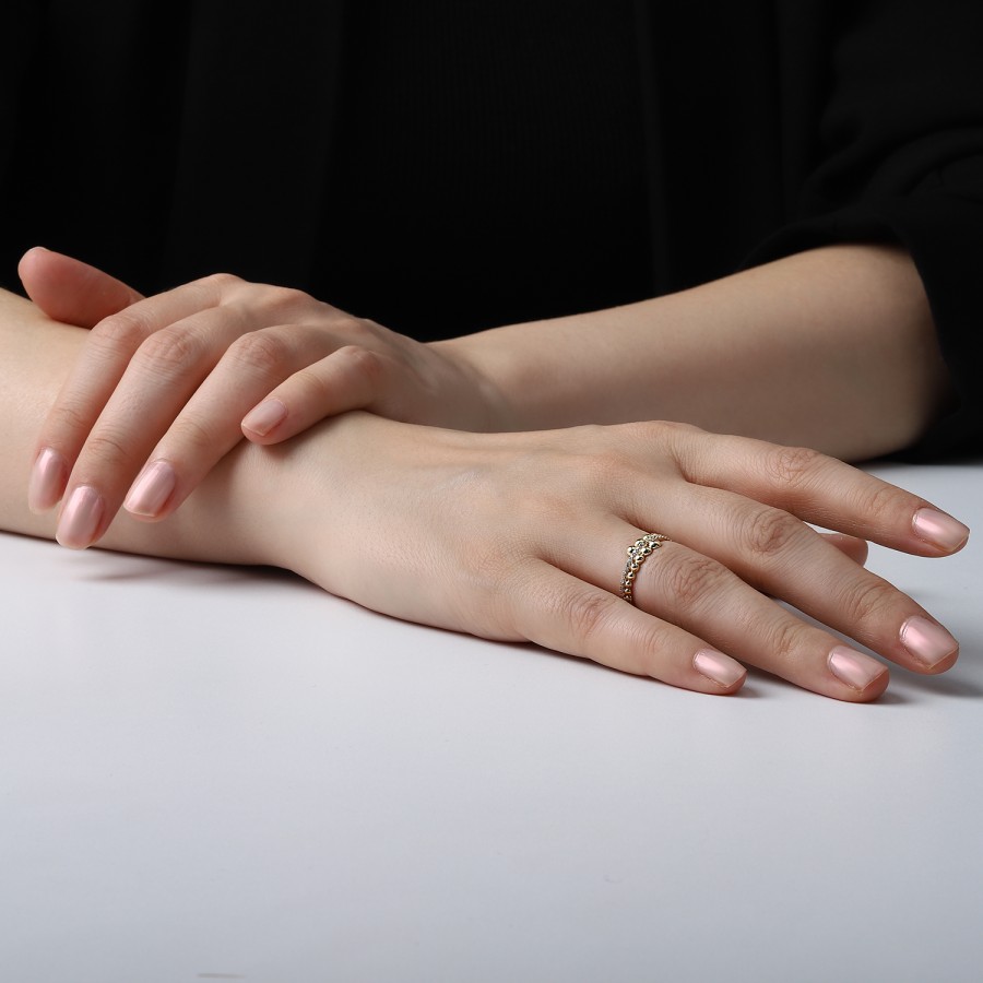 925 Ayar Gümüş Kararmaz Sarı Altın Kaplama Minimal Taşlı Yüzük