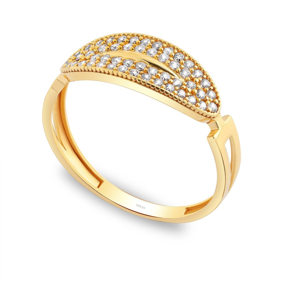 14 Ayar Sarı Altın Taşlı Yüzük