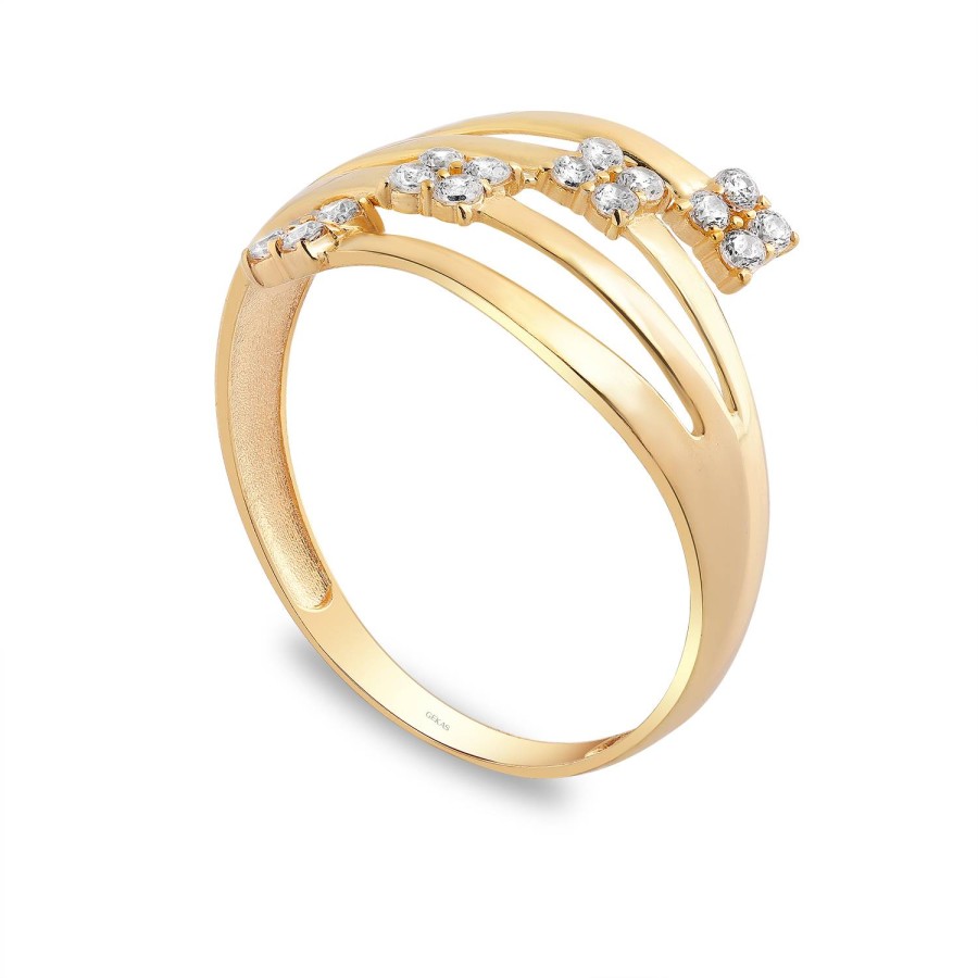 14 Ayar Sarı Altın Taşlı Yüzük