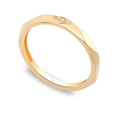 925 Ayar Gümüş Kararmaz Sarı Altın Kaplama Taşlı Yüzük