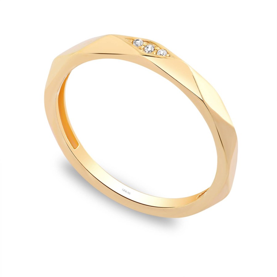 925 Ayar Gümüş Kararmaz Sarı Altın Kaplama Taşlı Yüzük