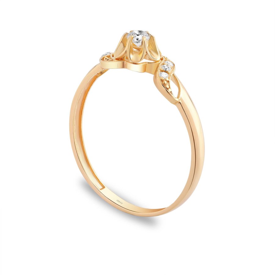 14 Ayar Sarı Altın Taşlı Yüzük