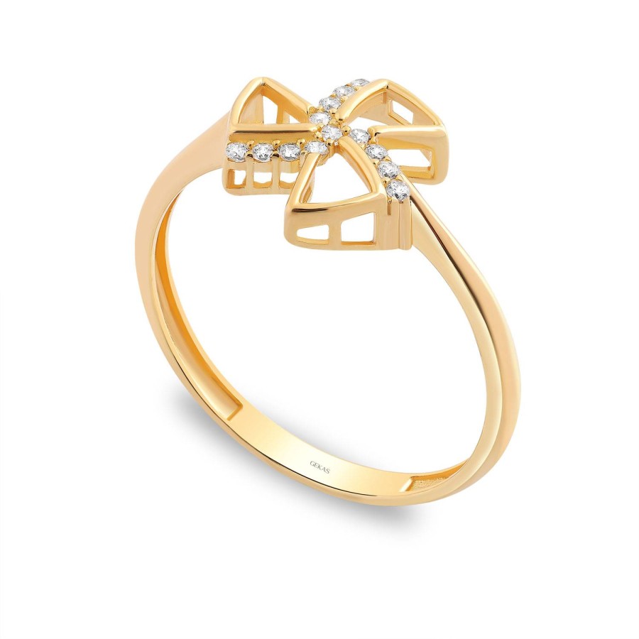 14 Ayar Sarı Altın Özel Tasarım Taşlı Yüzük