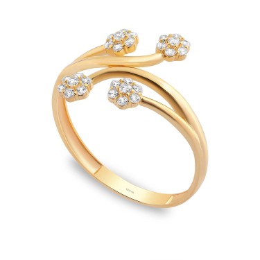 14 Ayar Sarı Altın Taşlı Yüzük