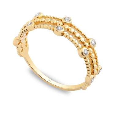 925 Ayar Gümüş Kararmaz Sarı Altın Kaplama Taşlı Yüzük