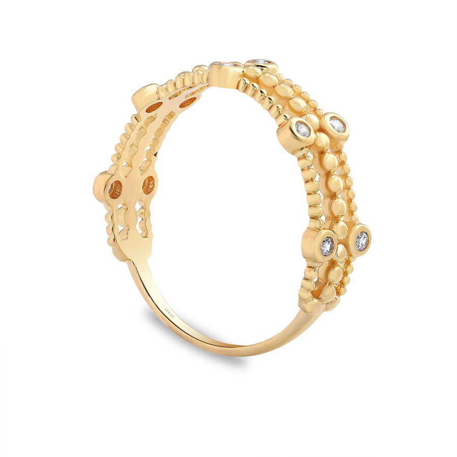 925 Ayar Gümüş Kararmaz Sarı Altın Kaplama Taşlı Yüzük