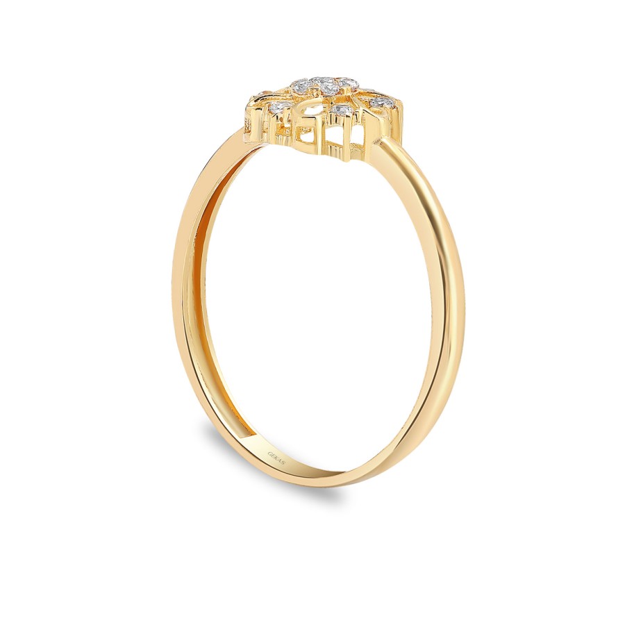 925 Ayar Gümüş Kararmaz Sarı Altın Kaplama Zarif Taşlı Yüzük