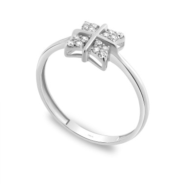 925 Ayar Gümüş Kararmaz Beyaz Altın Kaplama Parlak Taşlı Yüzük