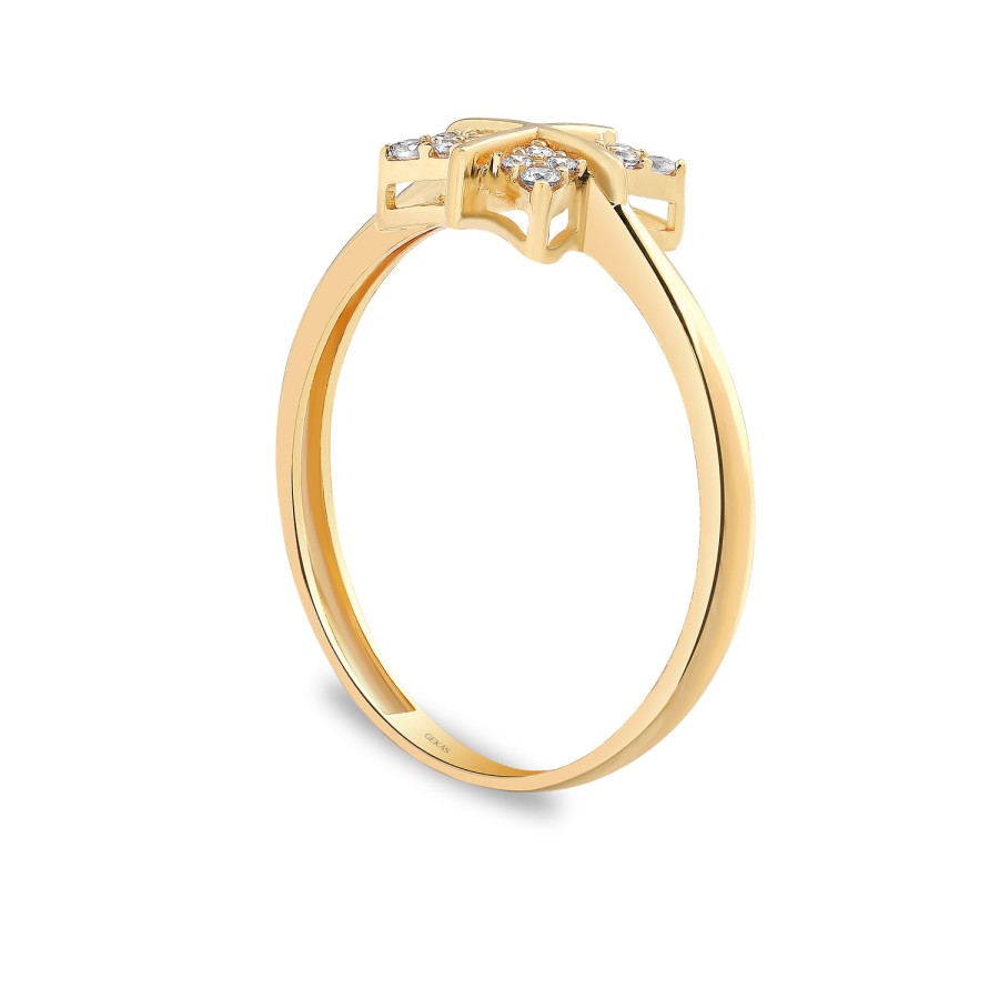 925 Ayar Gümüş Kararmaz Sarı Altın Kaplama Parlak Taşlı Yüzük