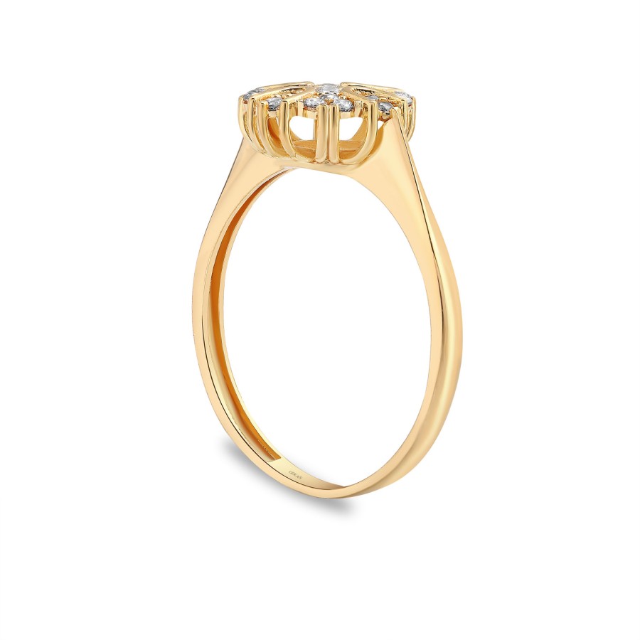 925 Ayar Gümüş Kararmaz Sarı Altın Kaplama Yuvarlak Model Taşlı Yüzük