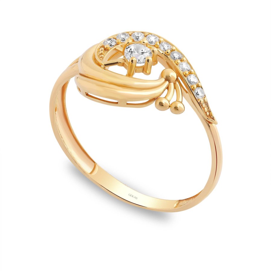 14 Ayar Sarı Altın Taşlı Yüzük