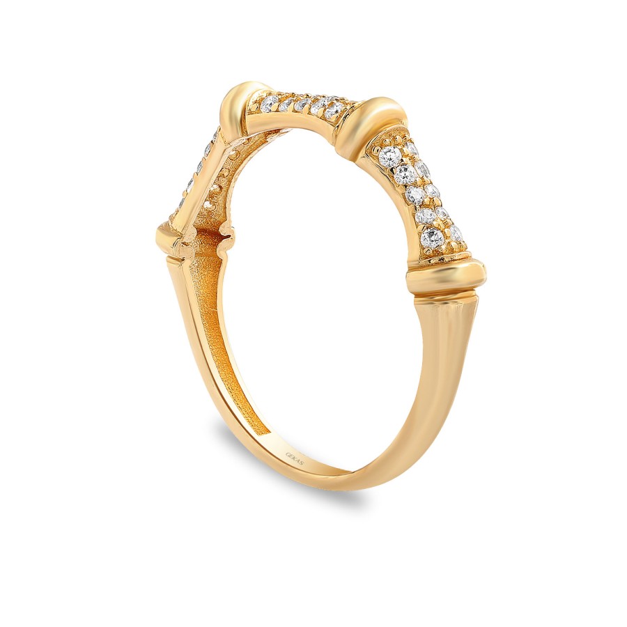 14 Ayar Sarı Altın Kemik Model Taşlı Yüzük