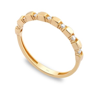 14 Ayar Sarı Altın Modern Taşlı Yüzük