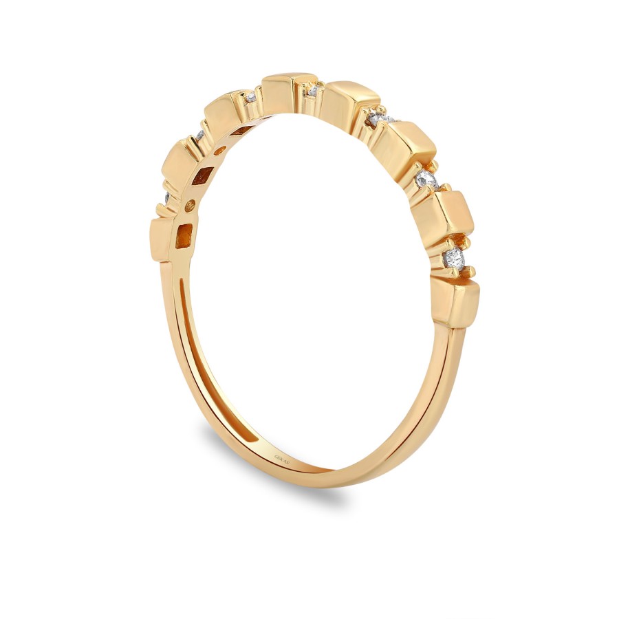 925 Ayar Gümüş Kararmaz Sarı Altın Kaplama Modern Taşlı Yüzük