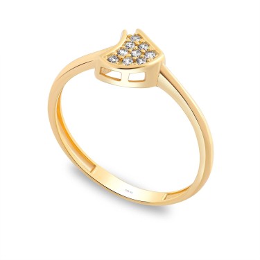 14 Ayar Sarı Altın Taşlı Yüzük