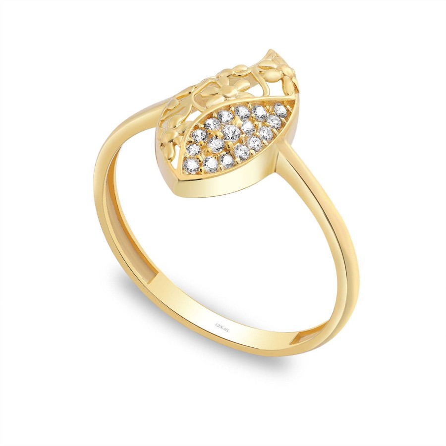 14 Ayar Sarı Altın Taşlı Yüzük