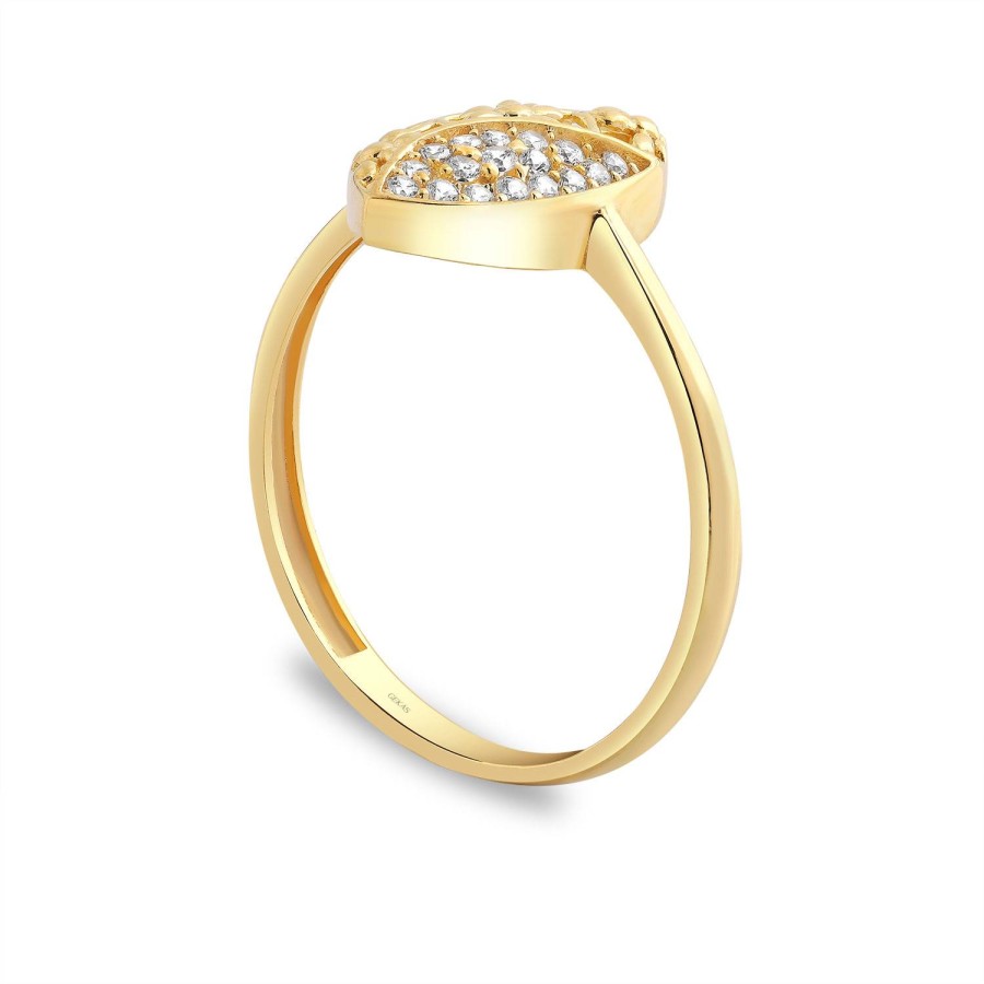 14 Ayar Sarı Altın Taşlı Yüzük