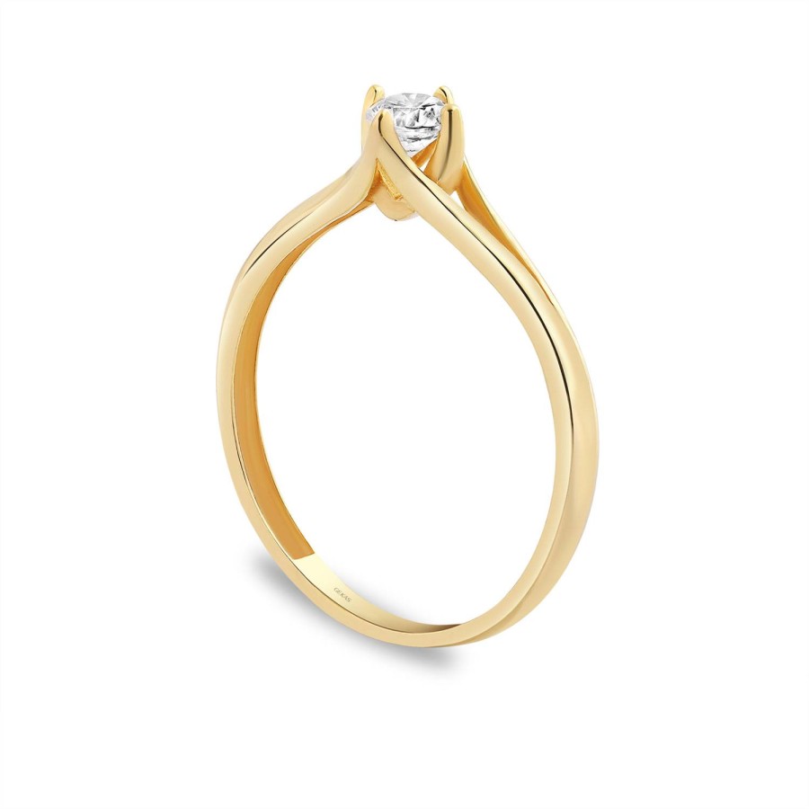 14 Ayar Sarı Altın Tektaş Yüzük