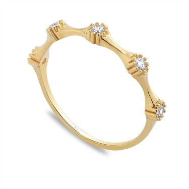 14 Ayar Sarı Altın Taşlı Yüzük