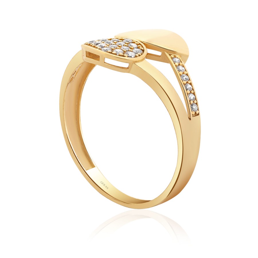 14 Ayar Sarı Altın Tasarım Taşlı Yüzük