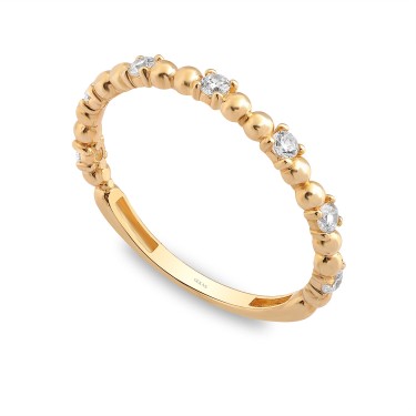 925 Ayar Gümüş Kararmaz Sarı Altın Kaplama Dorika Minimal Taşlı Yüzük