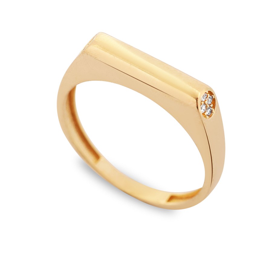 14 Ayar Sarı Altın Klasik Taşlı Yüzük