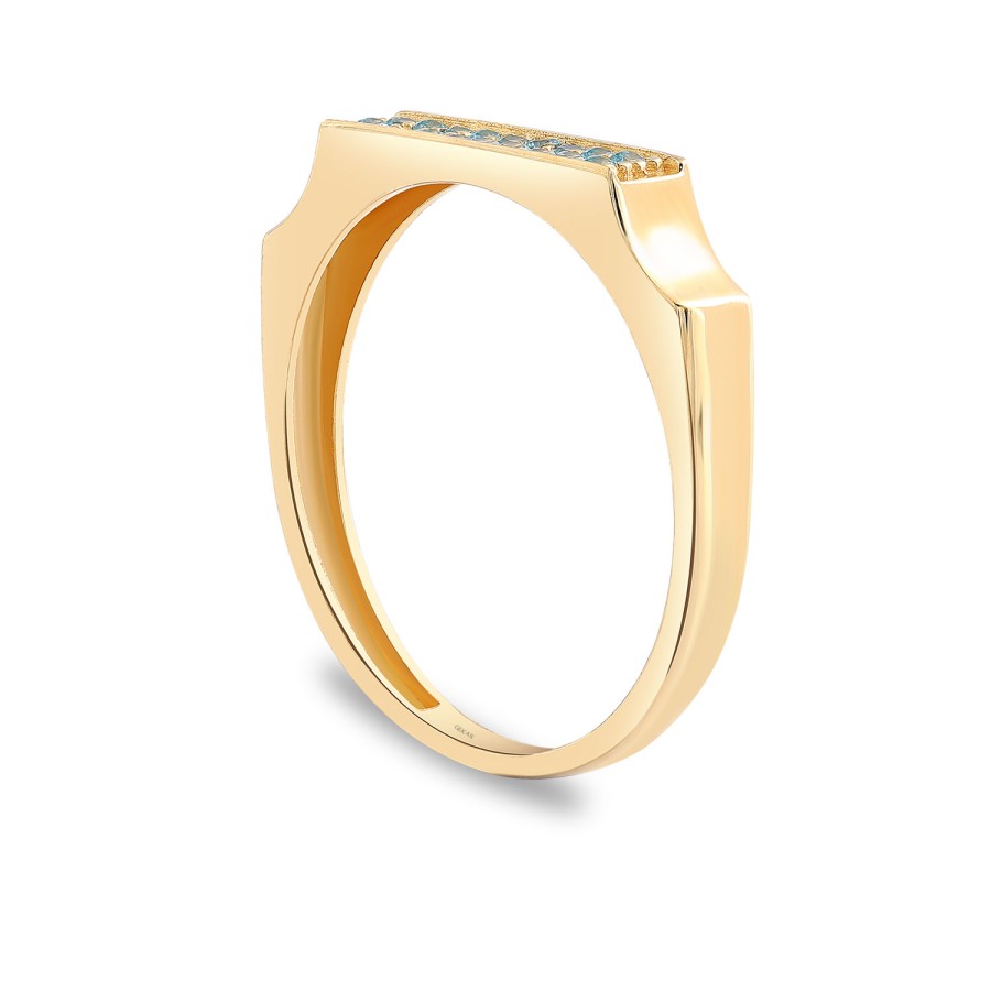 14 Ayar Sarı Altın Turkuaz  Taşlı Yüzük