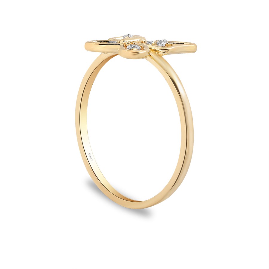 925 Ayar Gümüş Kararmaz Sarı Altın Kaplama Taşlı Kelebek Yüzük