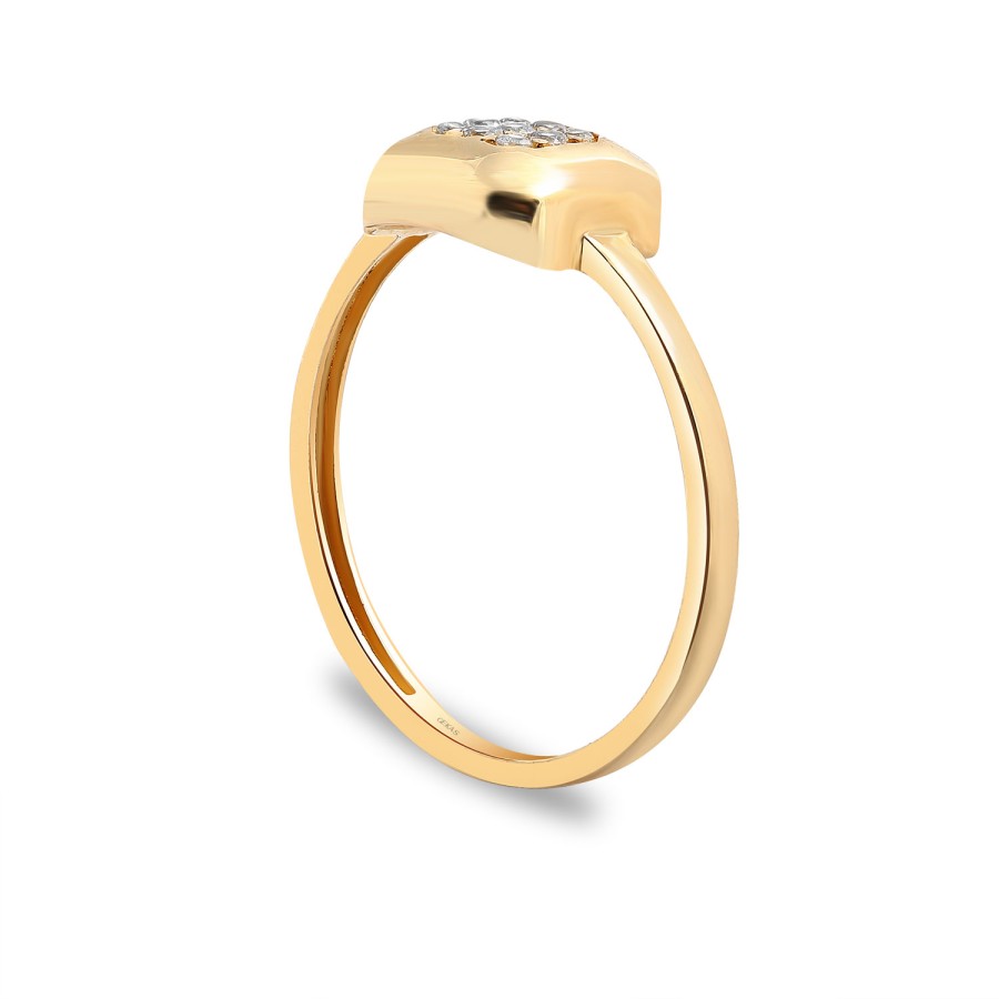 14 Ayar Sarı Altın Kare Model Taşlı Yüzük