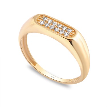 14 Ayar Sarı Altın Sade Model Taşlı Yüzük