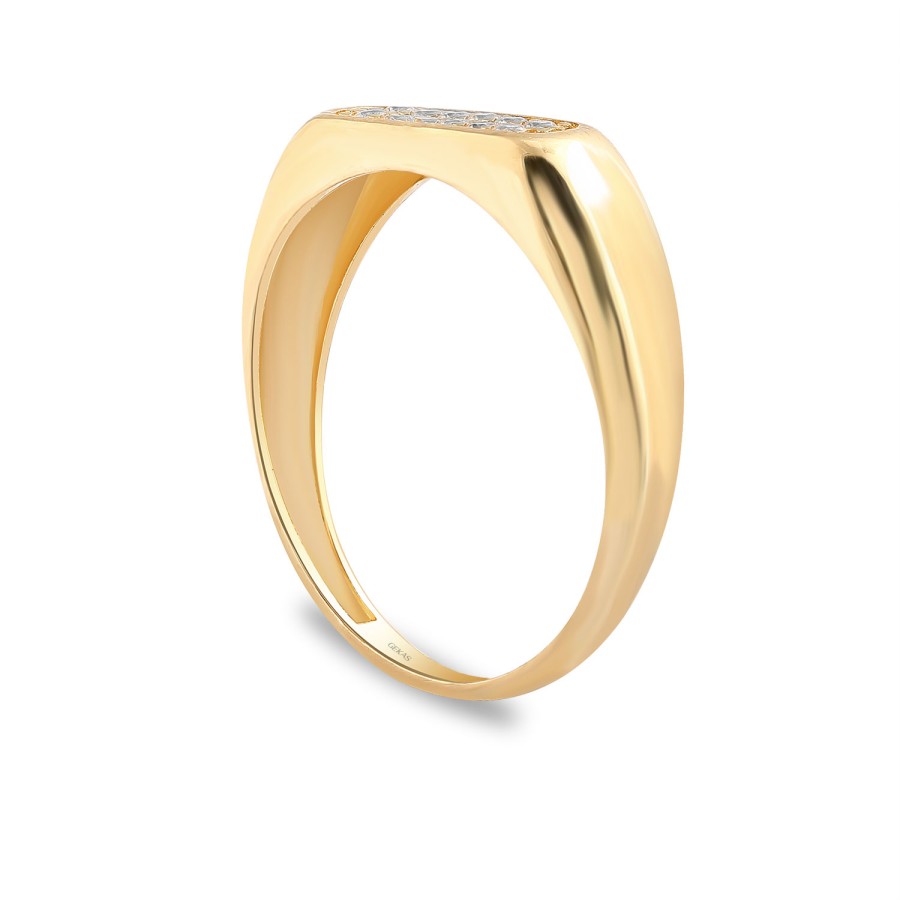 14 Ayar Sarı Altın Sade Model Taşlı Yüzük