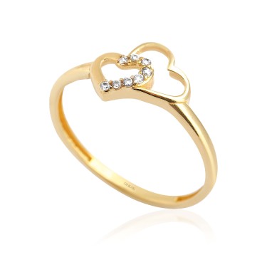 14 Ayar Sarı Altın Kalp Figürlü Yüzük