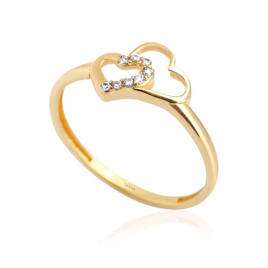 14 Ayar Sarı Altın Kalp Figürlü Yüzük