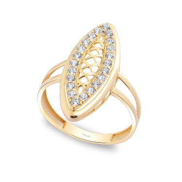 14 Ayar Altın Markiz Taşlı Yüzük