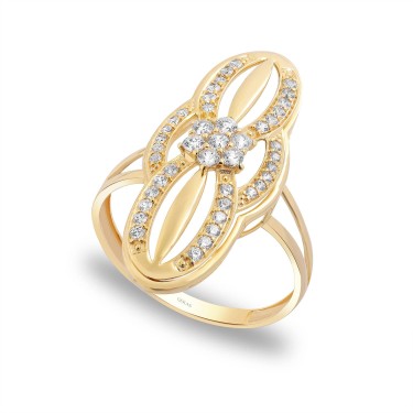 14 Ayar Sarı Altın Fantezi Taşlı Yüzük