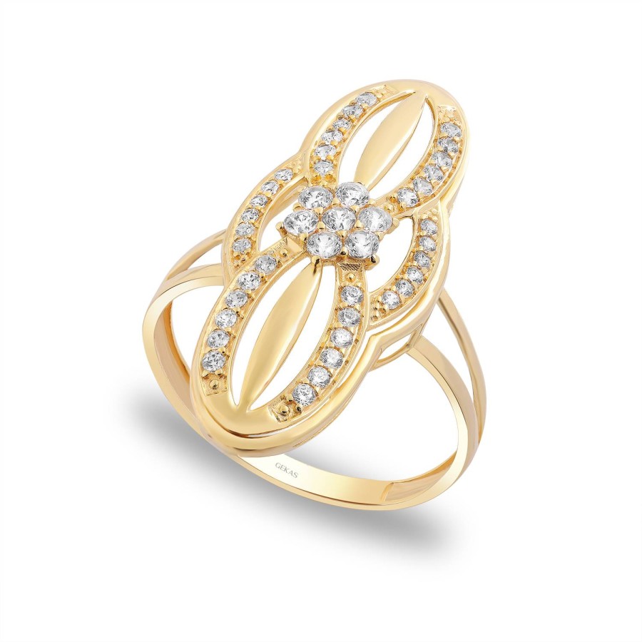 14 Ayar Sarı Altın Fantezi Taşlı Yüzük