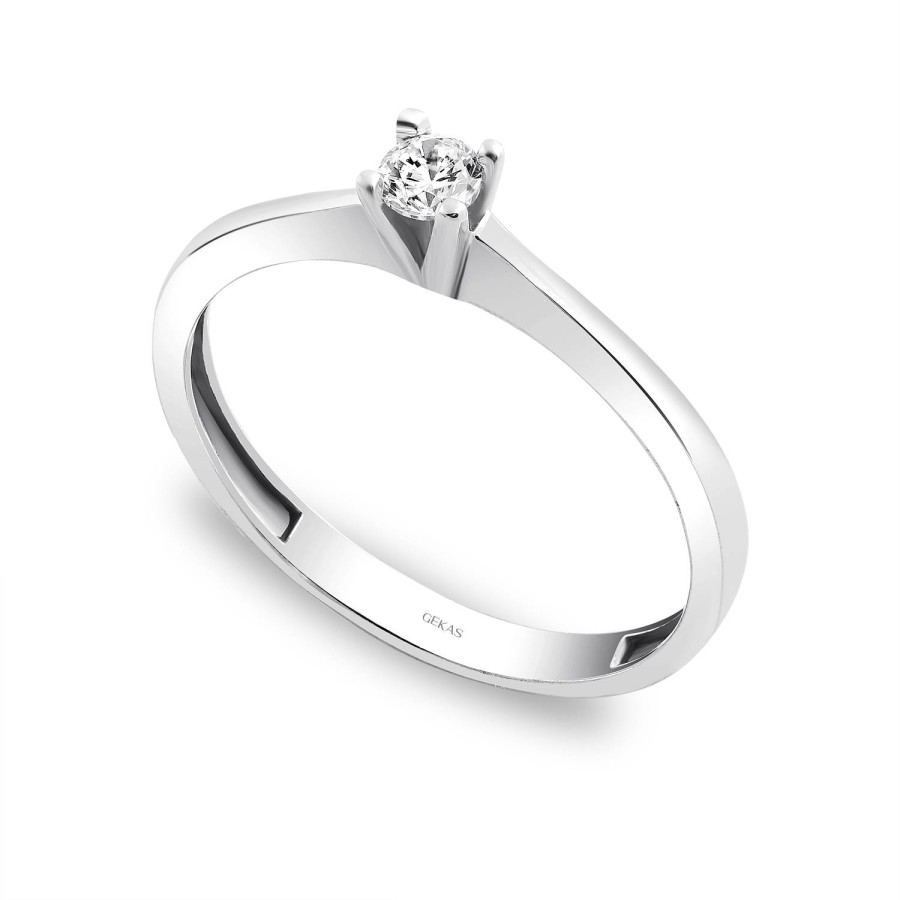 925 Ayar Gümüş Kararmaz Beyaz Altın Kaplama Tektaş Yüzük