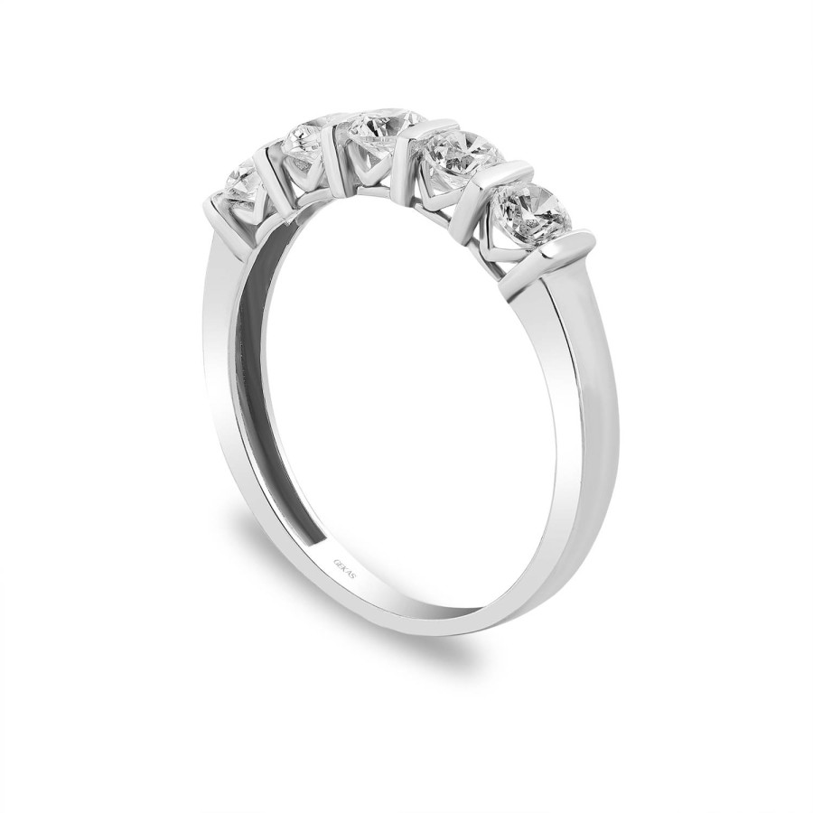 925 Ayar Gümüş Kararmaz Beyaz Altın Kaplama Beştaş Yüzük