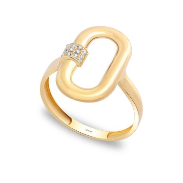 14 Ayar Sarı Altın Oval Yüzük