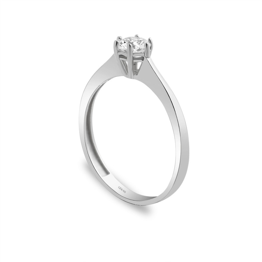 925 Ayar Gümüş Kararmaz Beyaz Altın Kaplama Tektaş Yüzük