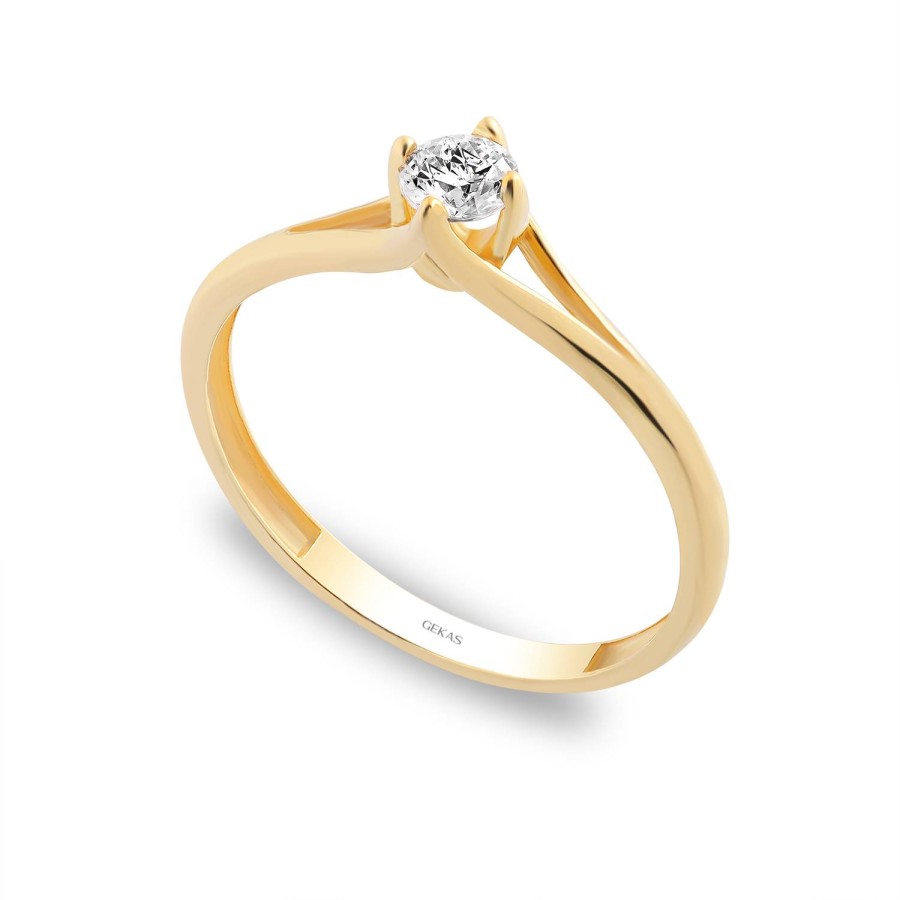 14 Ayar Sarı Altın Tektaş Yüzük