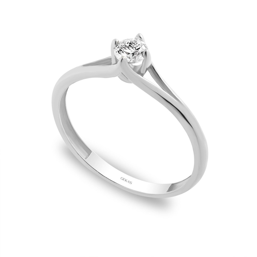 925 Ayar Gümüş Kararmaz Beyaz Altın Kaplama Tektaş Yüzük