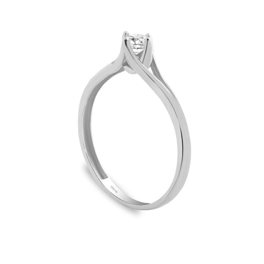 925 Ayar Gümüş Kararmaz Beyaz Altın Kaplama Tektaş Yüzük