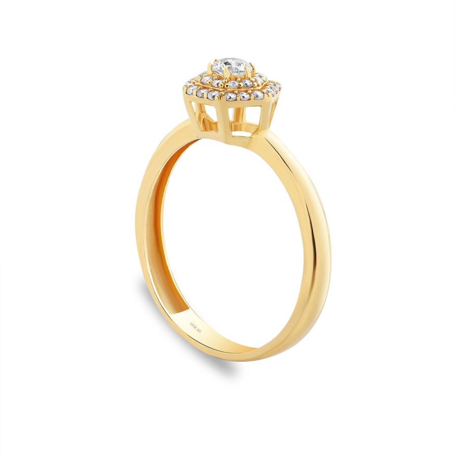 14 Ayar Sarı Altın Tasarım Tektaş Yüzük