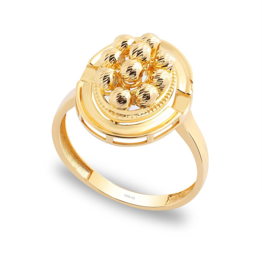 14 Ayar Sarı Altın Doricalı Özel Tasarım Yüzük