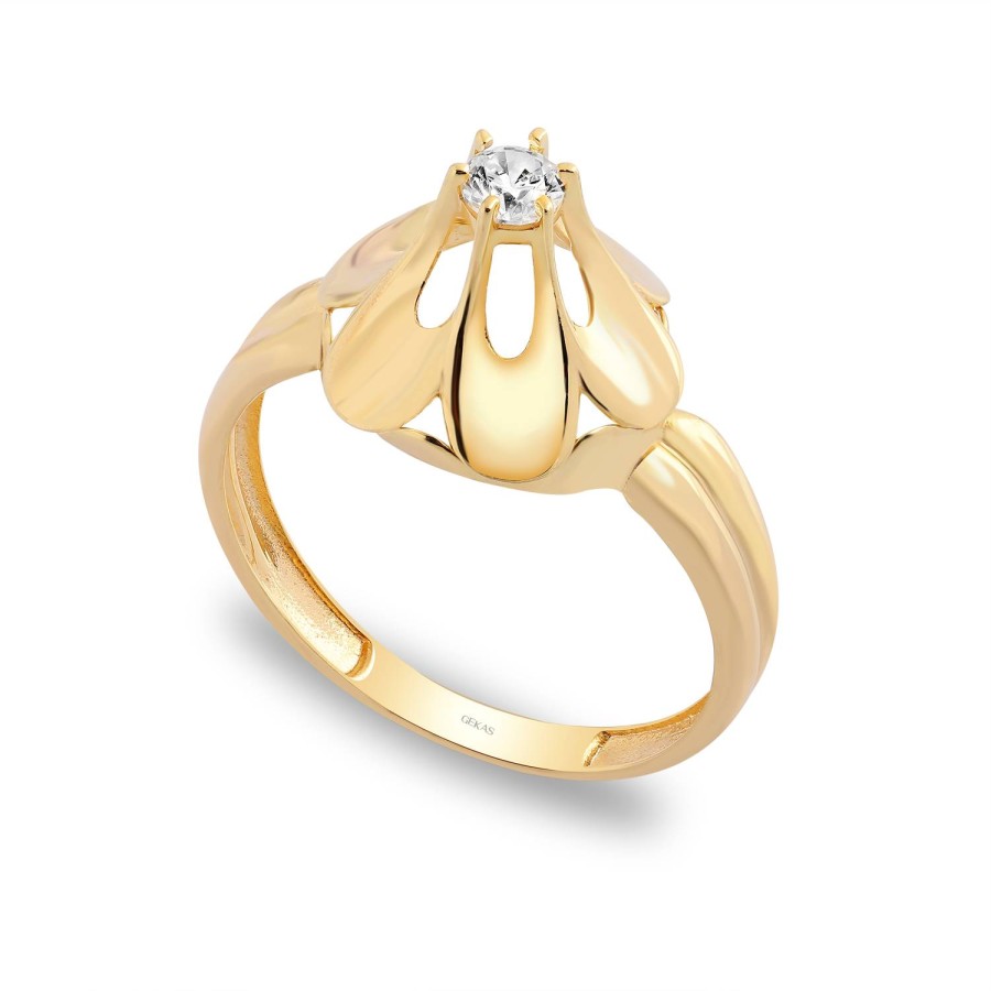 14 Ayar Sarı Altın Fantazi Taşlı Yüzük