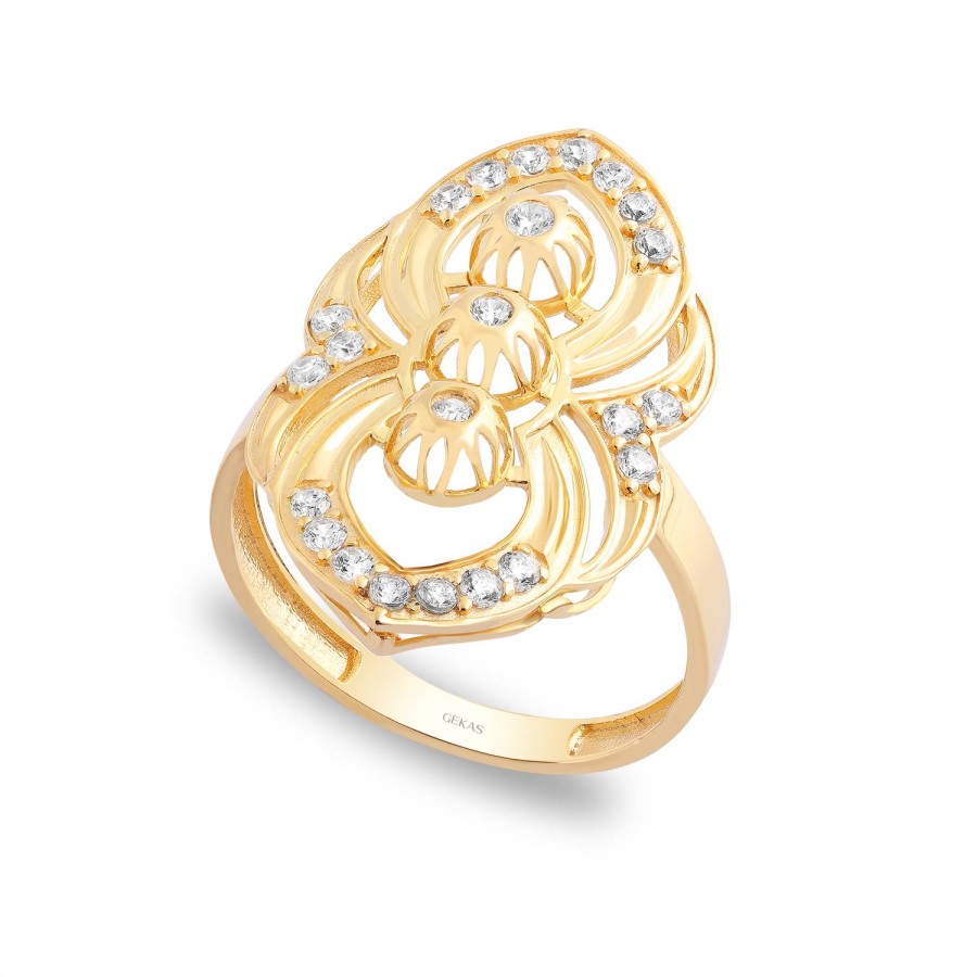 14 Ayar Sarı Altın Fantazi Taşlı Yüzük