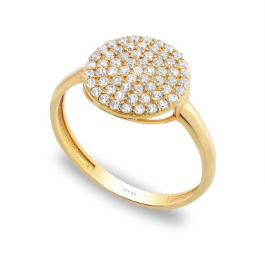 14 Ayar Sarı Altın Taşlı Yüzük